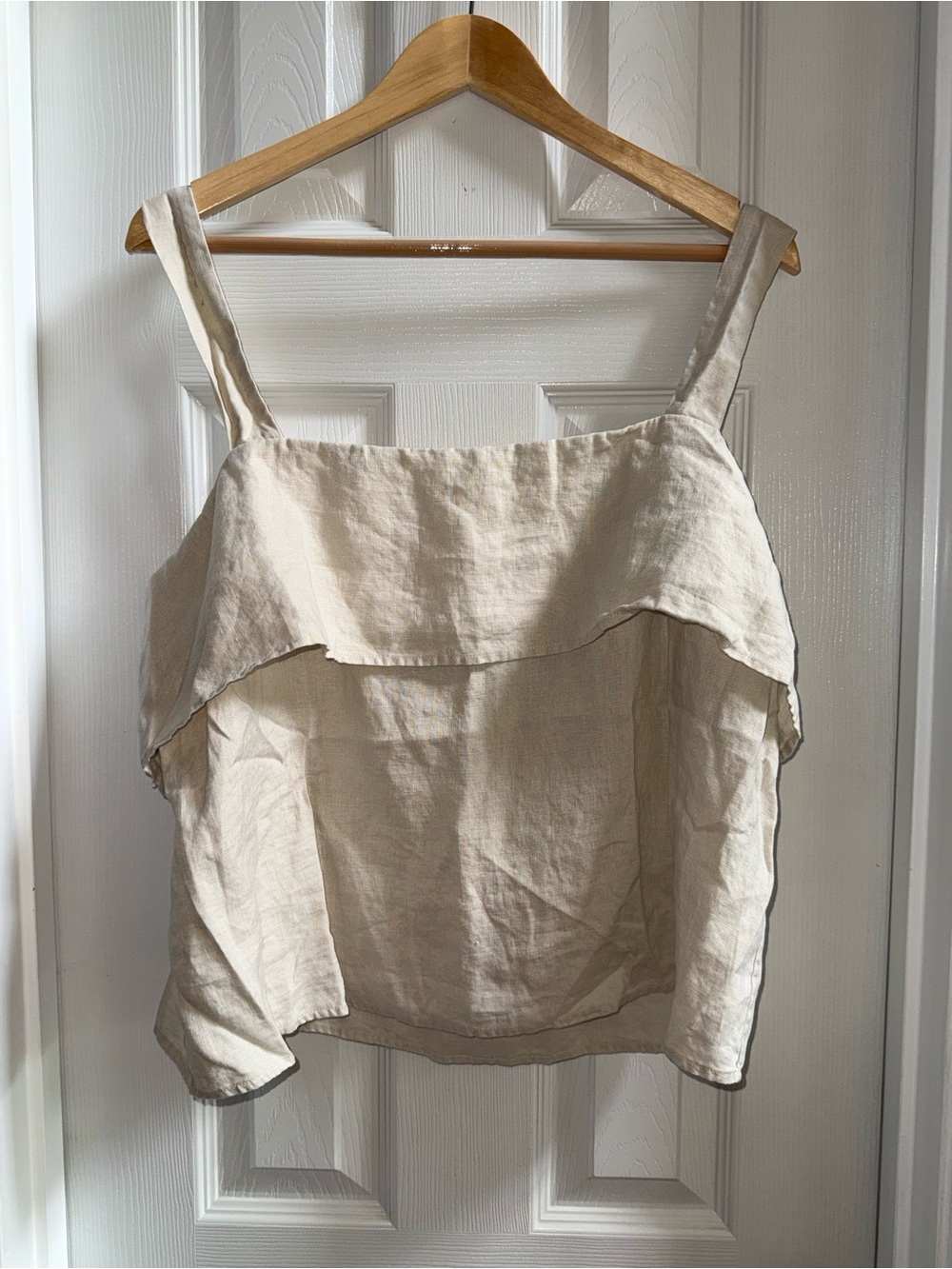 Quince Linen Layered Flowy Tank Size XL Cream Summer Euro Beachy Ethereal Chic